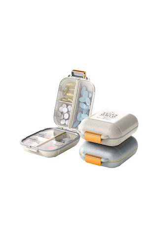 Ezere Taşınabilir Seyahat İlaç Kutusu 7 Gün Bölmeli Büyük İlaç Kutusu - Krem Krem