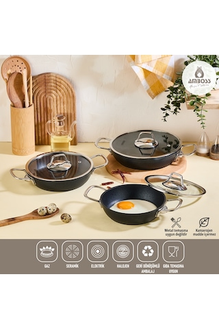 Dark 6 Parça Yanmaz Yapışmaz Titanyum Kaplama Sahan Seti