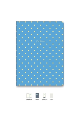 Puantiyeli Mini Defter Çizgili Mavi 14 x 20 CM