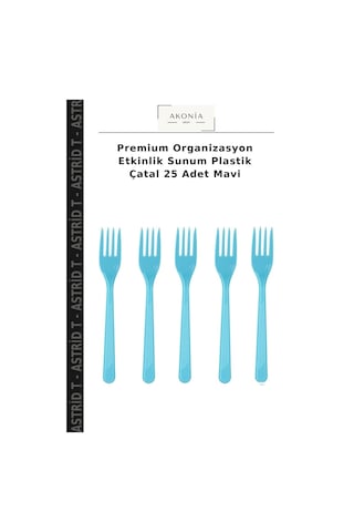Premium Organizasyon Etkinlik Sunum Plastik Çatal 25 Adet Mavi