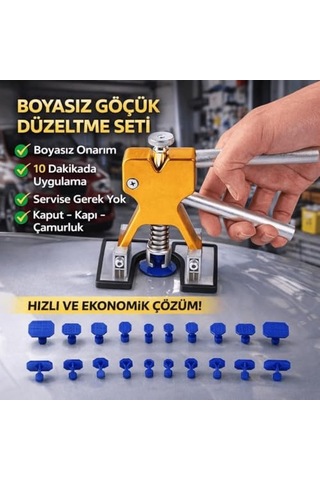 Profesyonel Boyasız Göçük Düzeltme Seti 20 Parça Kaporta Çektirme Göçük Düzeltici Kaput Kapı Çamurluk Göçük Onarım Aparatı
