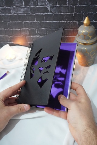 Mustafa Kemal Atatürk Siyah Ahşap Kapaklı Defter - Günlük - Çizgisiz Defter - A5 Notebook