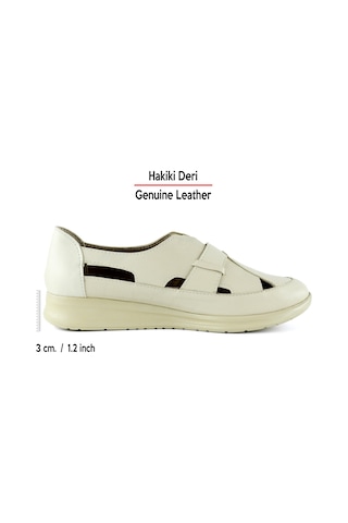 Erkan Saçmacı Aida Bej Hakiki Deri Kesik Detaylı Lastikli Slip-on Günlük Ayakkabı Bej