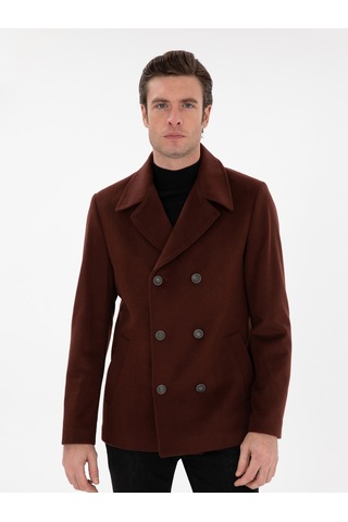 Cacharel Pas Slim Fit Yün Karışımlı Kaşe Kaban Kahverengi