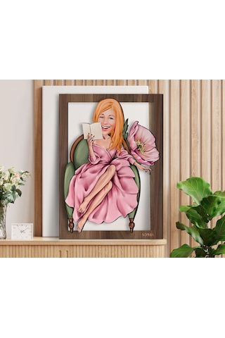 Bk Gift Kişiye Özel Kadın Karikatürlü 3d Ahşap Tablo-103, Arkadaşa Hediye, Karikatürlü Tablo Kobitmeyen138373 Bk Gift