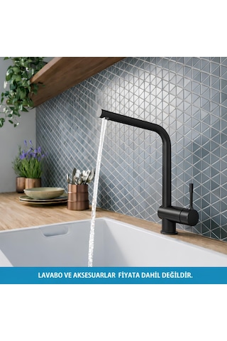 Ideal Standard Ceralook Kuğu Eviye Bataryası-mat Siyah Siyah
