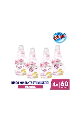 Bingo Soft Konsantre Çamaşır Yumuşatıcısı Manolya 4 x 1440 ML