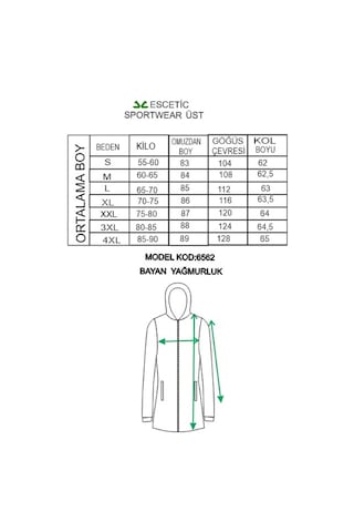 Escetic Kadın Gri Rüzgarlık Sabit Kapüşonlu Desenli Astarlı Su İtici Mevsimlik İnce Ceket 6562-3581-gri Gri