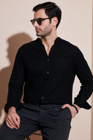 Buratti Pamuklu Regular Fit Hakim Yaka Erkek Gömlek Cf25S127702 Siyah