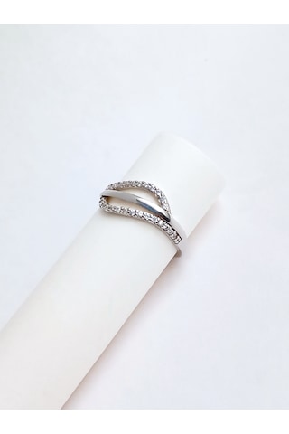 Gümüş Zarif Yeni Çizgi Lıne Tasarım Kadın Yüzük