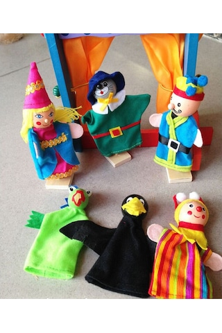 Ahşap Parmak Kuklası Sahneli