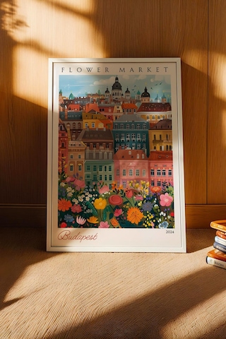 Budapeşte Macaristan Çerçeveli Tablo Seyahat Severlere Salon Ve Ofis İçin Estetik Duvar Dekoru Travel Flower Market