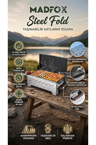 Madfox Steelfold Paslanmaz Çelik Katlanabilir Mangal