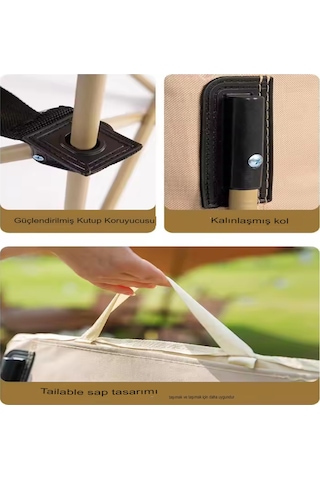 Siyah Orta Boy Katlanır Kamp Piknik Sandalyesi Rejisör Ve Taşıma Siyah