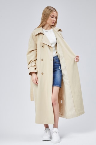 Kadın Oversize Kuşaklı Trençkot Taş