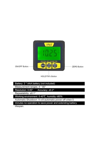 Novahub Su Geçirmez Mini Eğimölçer, Lcd Ekranlı, Arka Aydınlatmalı