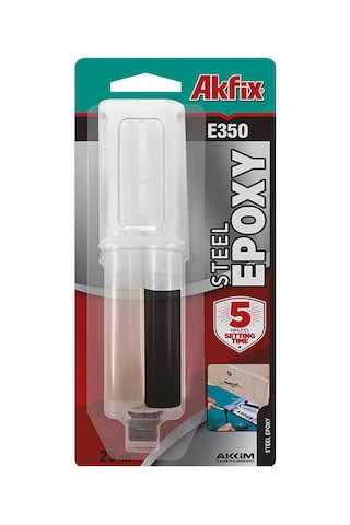 Akfix Yüksek Kalite E350 Epoksi Çelik Yapıştırıcı Şırınga