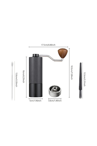 Topshop1 3 Adet Siyah Profesyonel Manuel Kahve Değirmeni Kaymaz Alüminyum Gövde Ayarlanabilir Çelik Bıçak