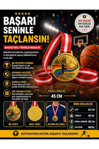 Avessa Mad-bas-2 Basketbol Figürlü Madalya 6.5 Cm Çok Renkli