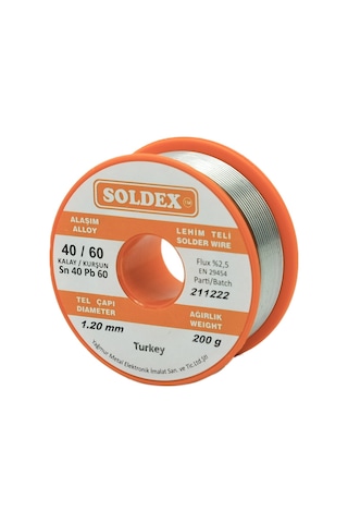 Soldex Kurşunlu Lehim Teli 1.2mm 200gr Sn40 Pb60 Soldex Kurşunlu Lehim Teli 1.2mm 200gr Sn40 Pb60