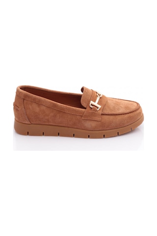 Dgn 5604-6 Kadin Loafer Ayakkabi Taba Süet