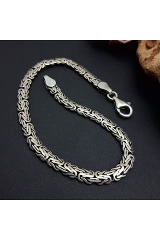 925 Ayar Gümüş Balıksırtı Kral Model Bileklik 5 Mm
