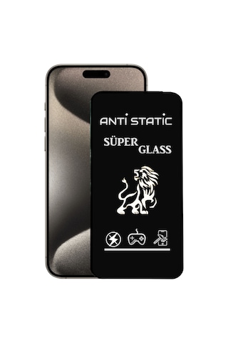 Apple iPhone 15 Pro Max Uyumlu Anti Static Toz Tutmaz Çerçeveli Ekran Koruyucu
