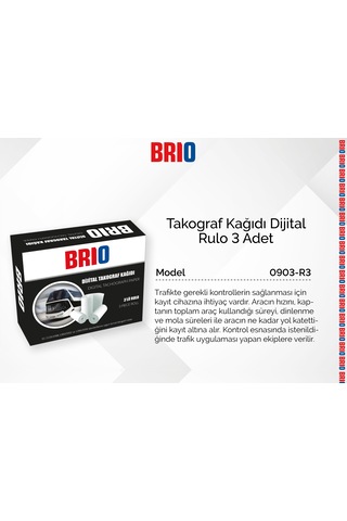 Brio Takograf Kağıdı Dijital Rulo 3 Lü 10 Paket