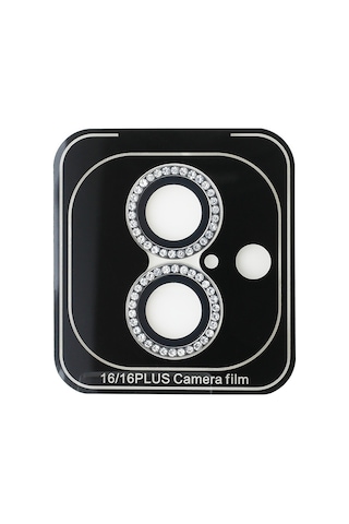Apple Uyumlu iPhone 16 Plus Guess Lisanslı Ekran Ve Rhinestonetaşlı Lens Koruyucu 2'li Aksesuar Seti Gümüş
