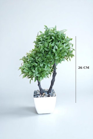 26 Cm Saksılı 2 Dal Yapay Şimşir Ağacı,yapay Çiçek