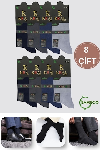 Lüx Kral Erkek Yazlık Bambu Soket Uzun Karma Renkli Çorap Çok Renkli