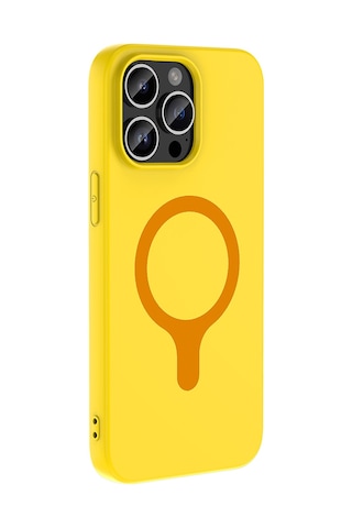 iPhone Uyumlu 14 Pro Max Kılıf M-safe Şarj Özellikli Klfs Aris Silikon Kapak - Sarı
