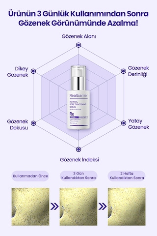 Gözeneklere Sıkı Görünüm Sunan, Retinol İçerikli Serum Realbarrıer Retiniol Pore Tightening Serum