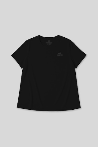 Tommylife Siyah Baskılı O Yaka Rahat Form Battal Büyük Beden Kadın T-shirt - 97308 SIYAH