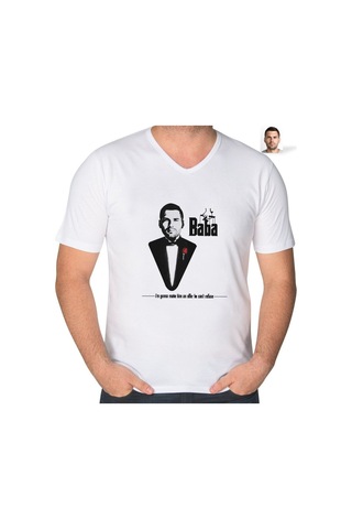 Abluka Online Kişiye Özel Godfather Silüet Tasarımlı V Yaka Tişört-6