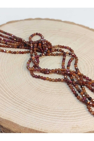 Yasam Tohumu Lal Garnet Granat Taşı Yarım Dizi 2 MM 17 CM Altın