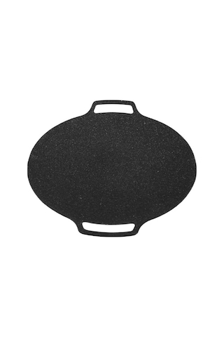 Ulzyvf Döküm Demir Tencere Tavası Siyah 35cm İndüksiyonlu Pişirme Alev Desenli Siyah