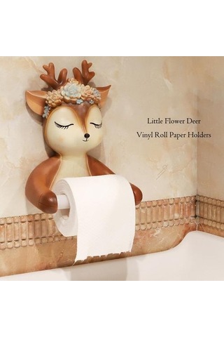 Sevimli Karikatür Geyik Tuvalet Kağıdı Sahipleri Yaratıcı Hayvan Duvara Monte Asılı Rulo Kağıt Raf Banyo Doku Kutusu Depolama Raf Kağıt Tutucular Sarı 22 x 13.6 x 11.2 CM