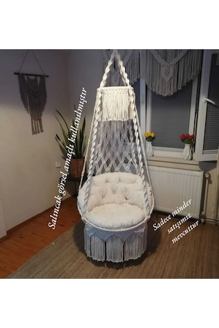 Elegant Concept Makrome Salıncak Minderi Ürün "salıncak Görsel Amaçlı Kullanılmaktadır" Krem