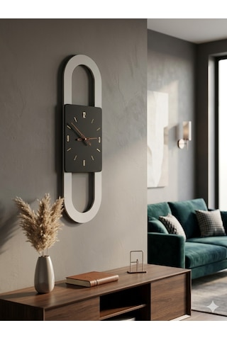 Berlin Ahşap Salon Duvar Saati Pilli Ledsiz Quartz Ultra Sessiz Mekanizma 26 Cm X 85 Cm Antrasit
