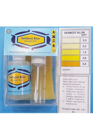 Su Test Analizi Serbest Klor Kiti Klor Analizi 0.1 Ppm 5 Ppm
