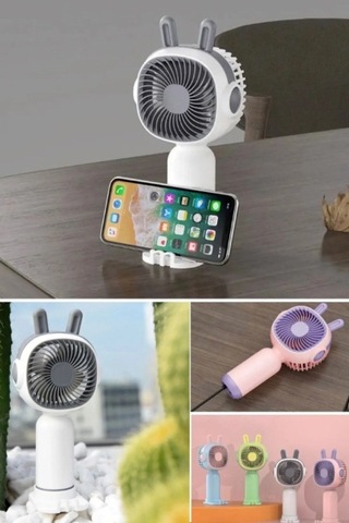 Telefon Tutuculu Şarjlı Mini El Fanı