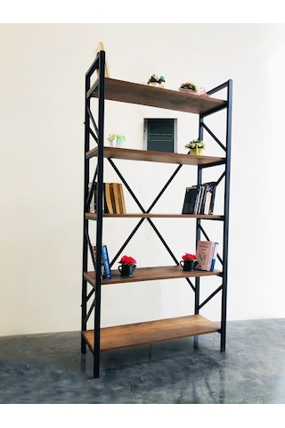 Metingüneşmobilya Güneş Metal Dekoratif Ahşap Kitaplık 90X180 Cm