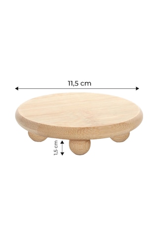 Bambu Doğal Mini Top Ayaklı Sunumluk Bardak Altı , Ve Sunum Standı Kahverengi