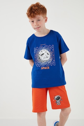 Lela Pamuklu Regular Fit Bisiklet Yaka Şortlu Alt-Üst Erkek Çocuk Takım 6212008 Saks