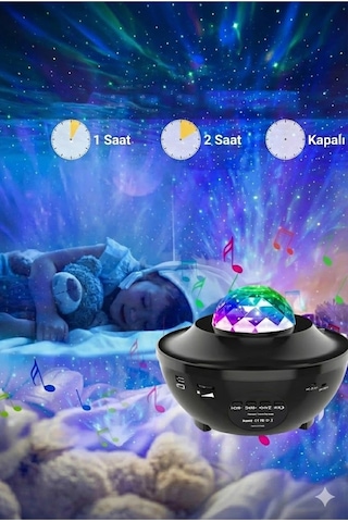 Durukar Galaksi Yıldız Projektörü Ve Bluetooth Hoparlör 10 Renk Modlu Okyanus Dalgalı Gece & Disko Lambası