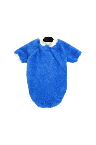 Welsoft Kışlık Lastikli Mavi Kedi Köpek Kıyafeti Elbisesi XL