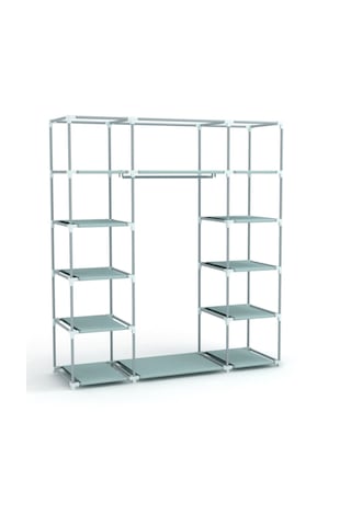 Dzgn Home Çift Yandan Raflı Plastik Bez Dolap Gardırop-pembe Pembe