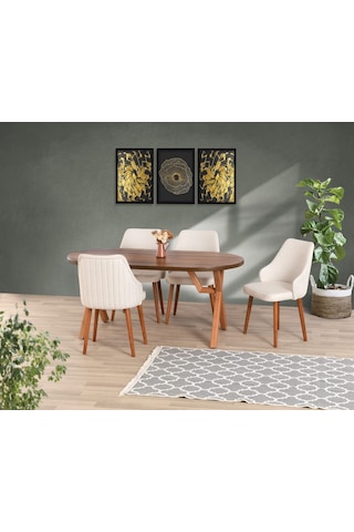 Uyar Ceviz Kaplama 4 Adet Verona Sandalye 90 160 Sahra Sabit Masa Uyar Ceviz Kaplama 4 Adet Verona Sandalye 90 160 Sahra Sabit Masa
