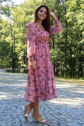 Dip Moda Kadın Gipeli Şifon Elbise Dpm100361 Pudra